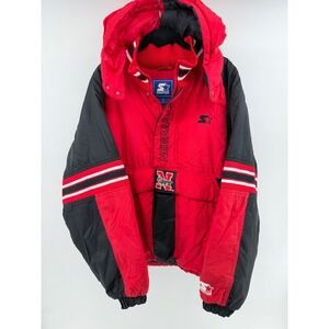 Vintage Starter Nebraska Cornhuskers Puffer Jacket Mens XL Red Black Pullover